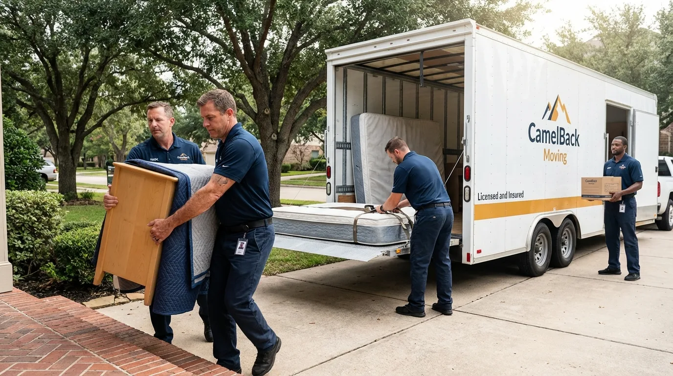Crew loading residential truck for cross-state move from Hillsborough, NJ