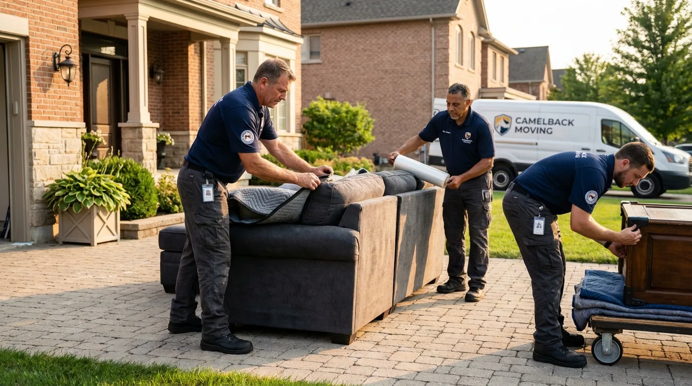 Large estate moving crew wrapping furniture in Hillsborough, NJ