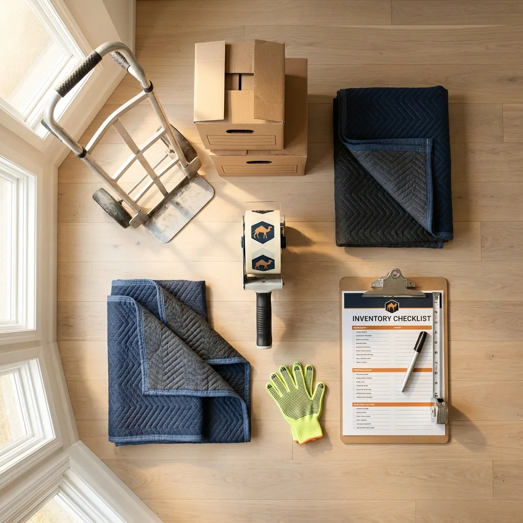 Professional moving supplies and packing materials layout for Hillsborough residential relocations